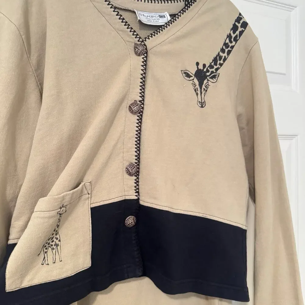 VTG 90’s Safari maxi dress Giraffe teacher resort wear Size M 2 piece knit - Picture 2 of 7